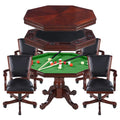 Kingston 48-in Poker Table Combo Set with 4 Arm Chairs - Walnut Finish