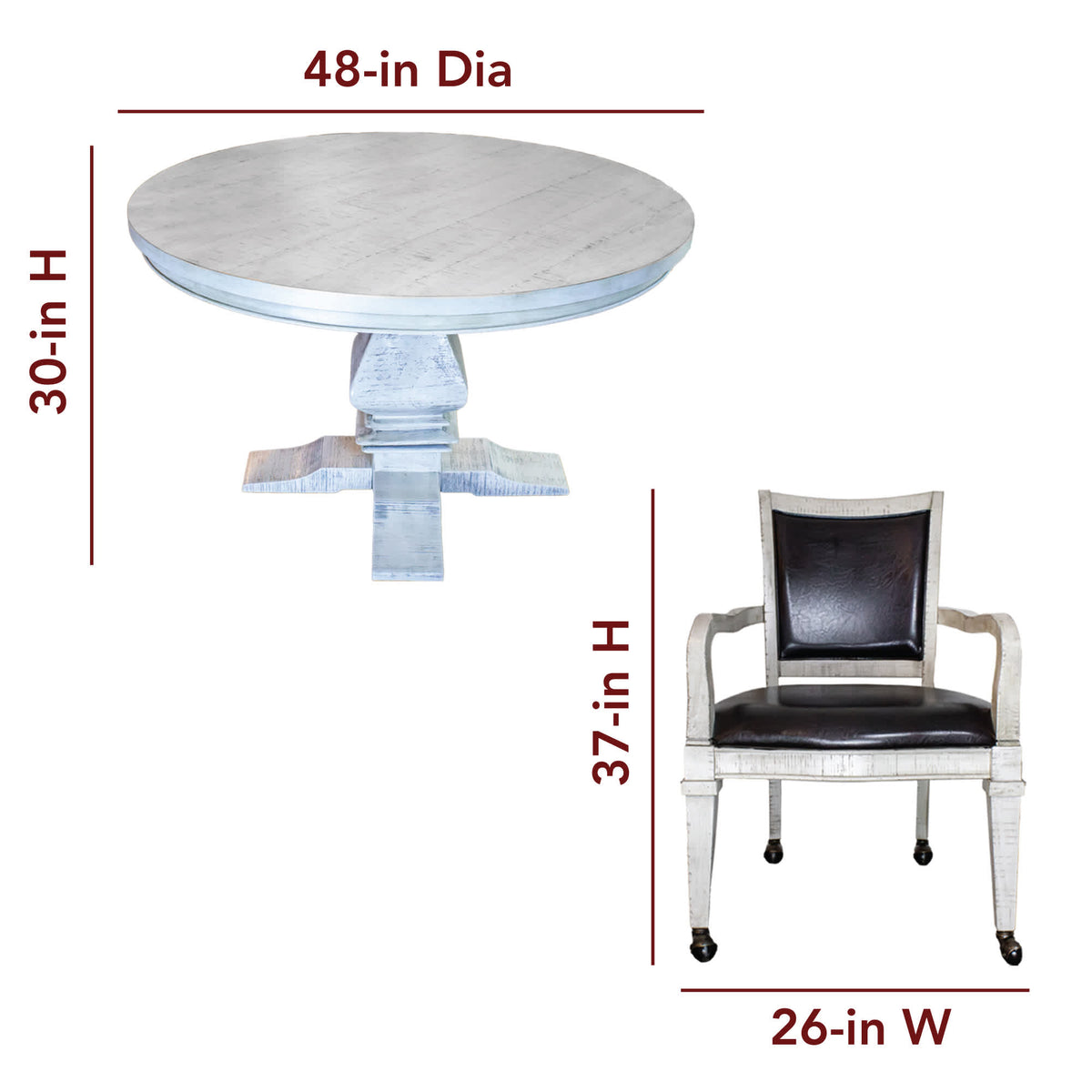 Montecito 48-in Poker Table and Dining Top with 4 Arm Chairs