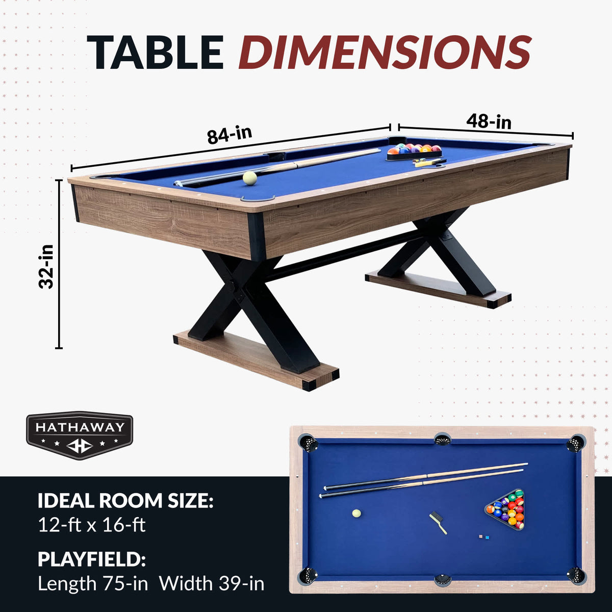 Excalibur 7-ft Pool Table - Driftwood Finish with Blue Felt