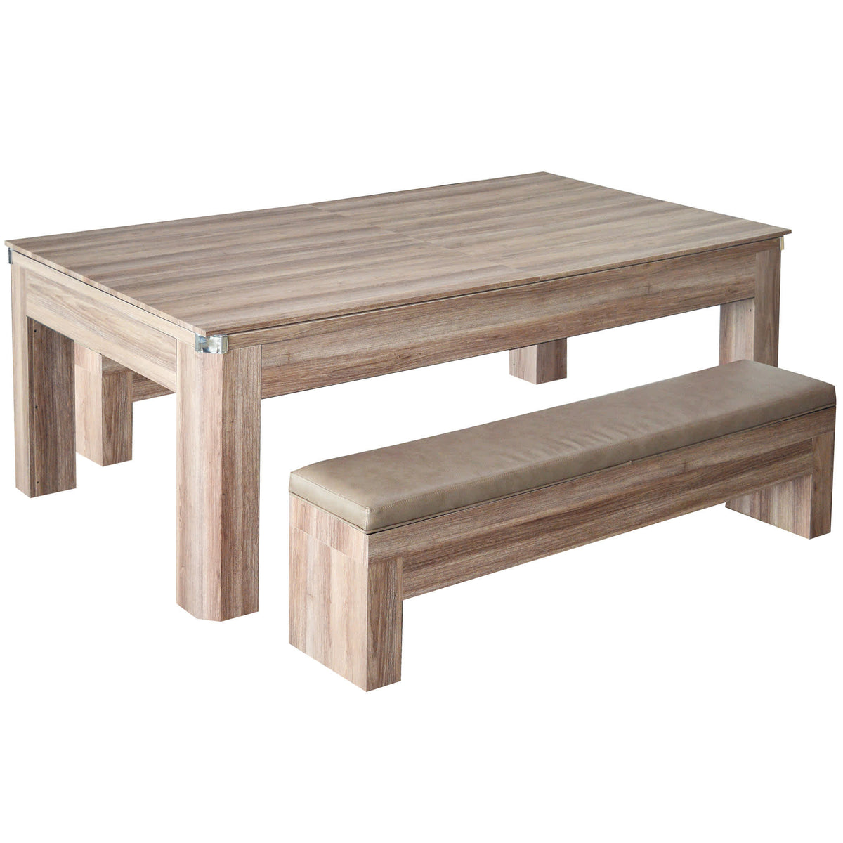 Newport 7-ft Pool Table Combo Set with Benches - Light Oak with Red Felt