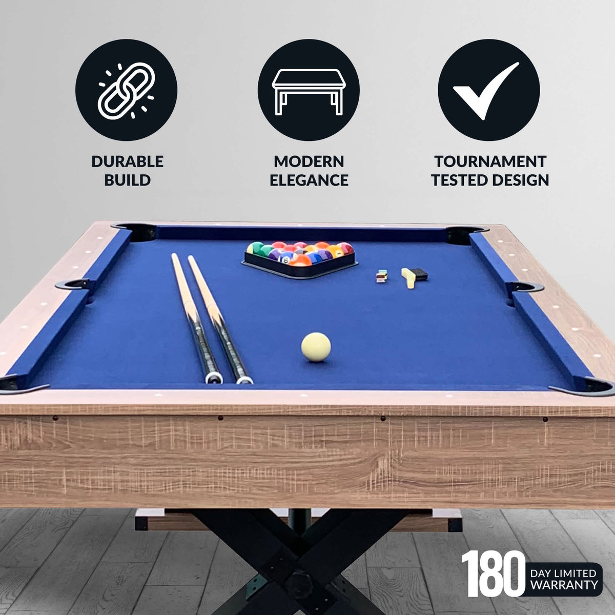Excalibur 7-ft Pool Table - Driftwood Finish with Blue Felt