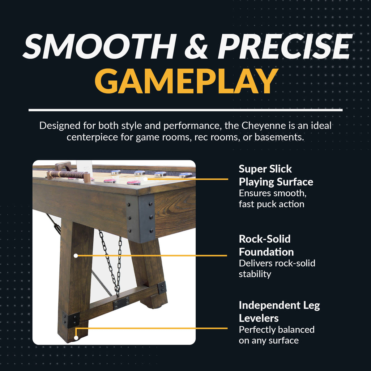 Cheyenne Shuffleboard Table - Rustic Oak Finish