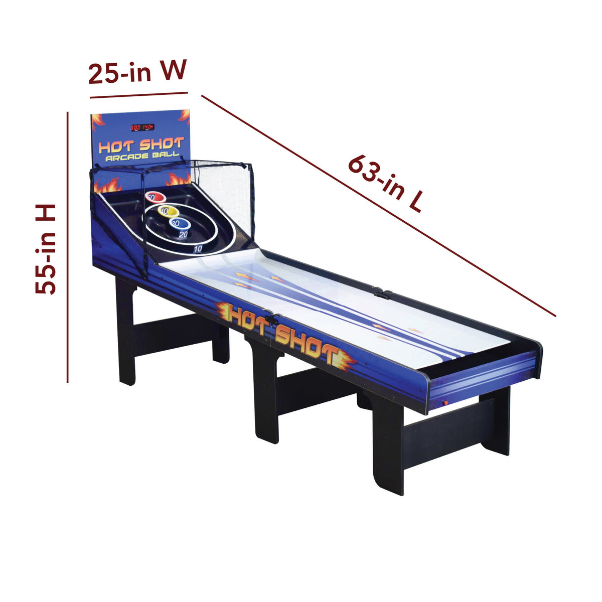 Hot Shot 8-ft Roll Hop and Score Arcade Game Table with LED Scoring
