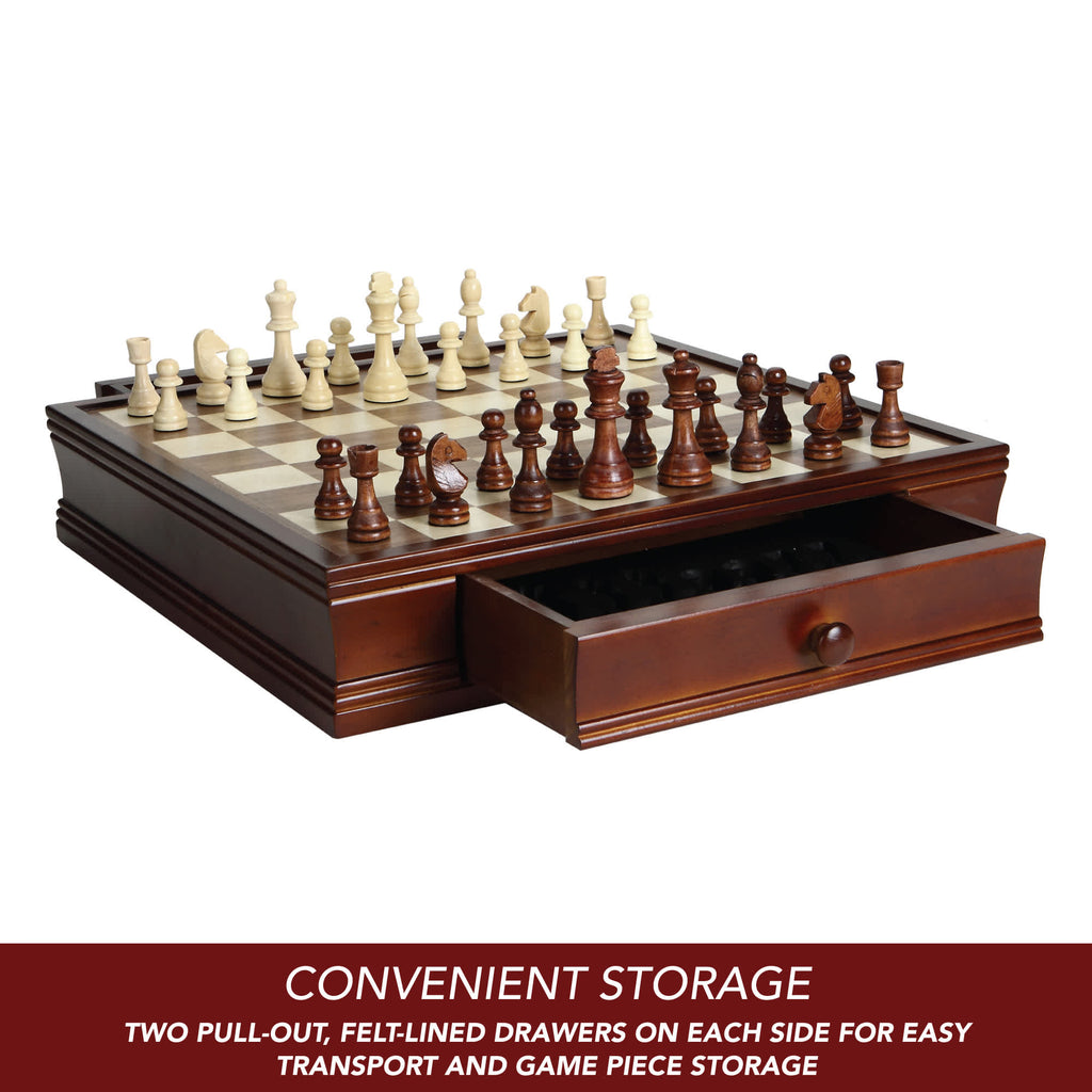 Prodigy 19-in Wooden Checkerboard Chess and Checkers Set