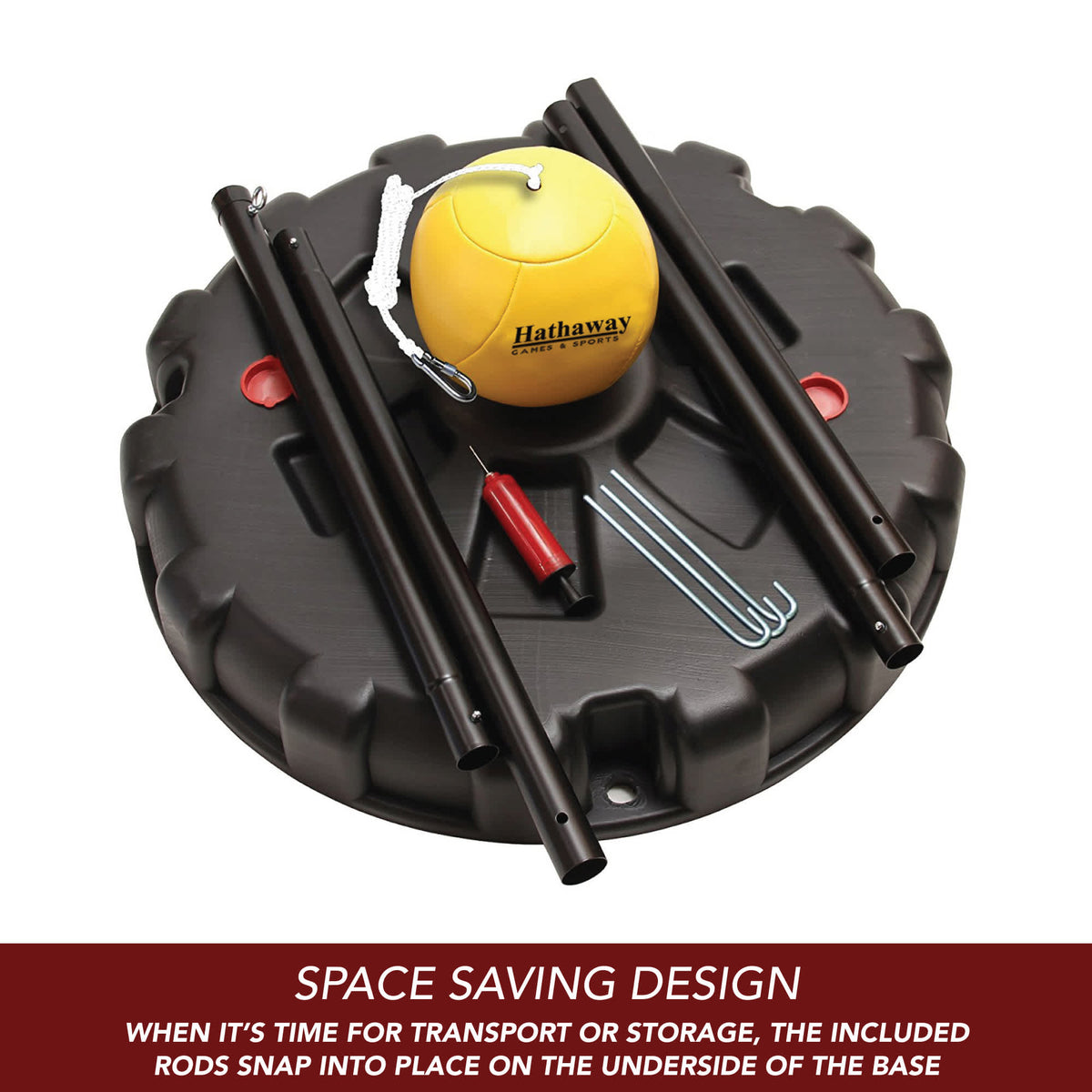 Tetherball Set with Fillable Base – Black/Yellow