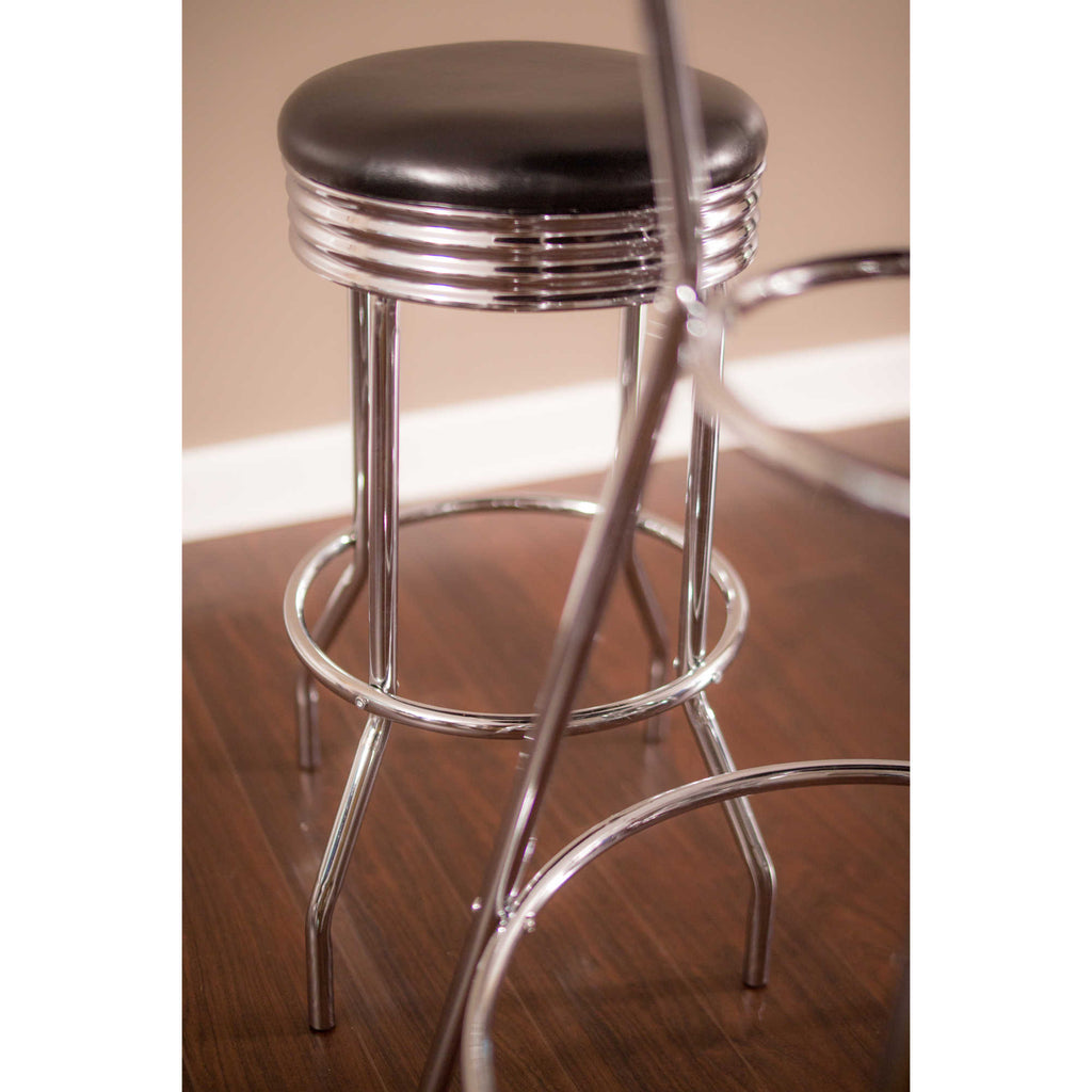 Remington 30-in Chrome Pub Table with Stools - 3 Piece Set - Black