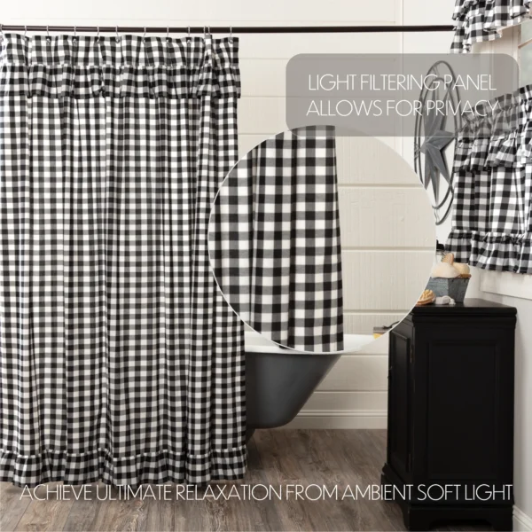 Annie Buffalo Black Check Ruffled Shower Curtain 72x72 - Image 2